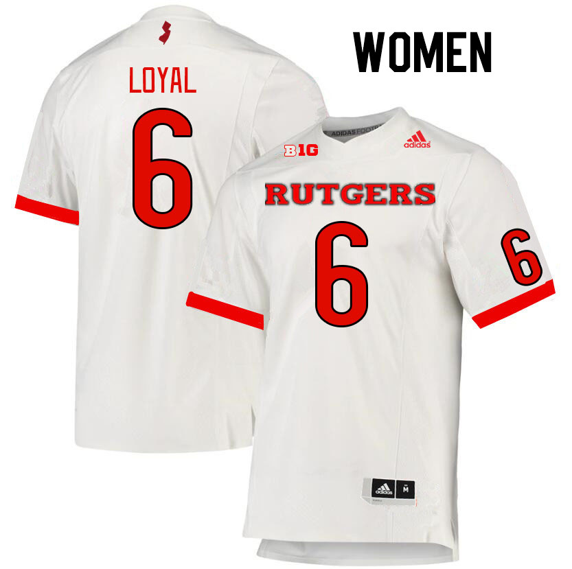 Women #6 Shaquan Loyal Rutgers Scarlet Knights College Football Jerseys Stitched Sale-White